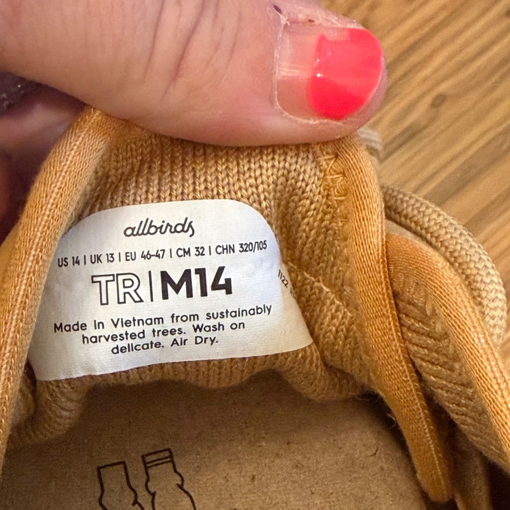 Allbirds Tree Runners Mens 14 Orange Tan Sustainable Knit Sneakers TR1M14 - Picture 6 of 7